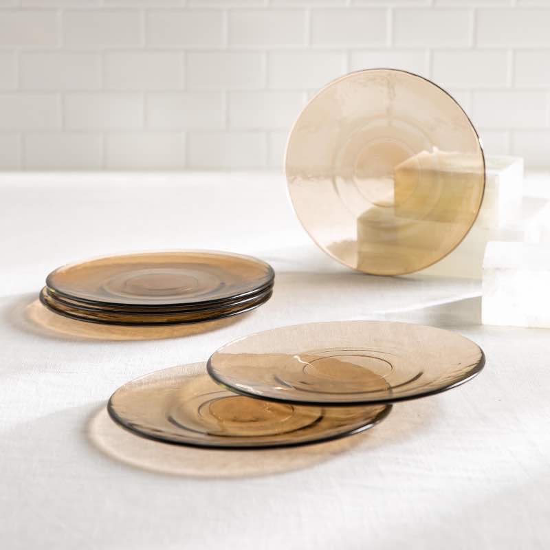 Recycled Glass Salad Plates, Set Of 6 - Sand